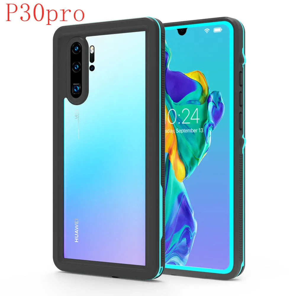 Huawei P30 anti-drop phone case in black with wave point pattern