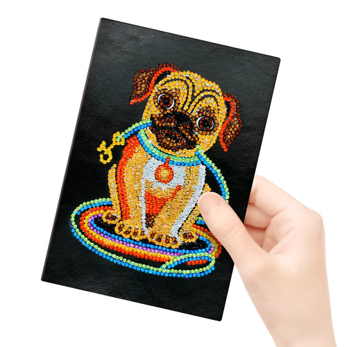 A5 black diamond painting notebook with 50 blank pages for craft projects.
