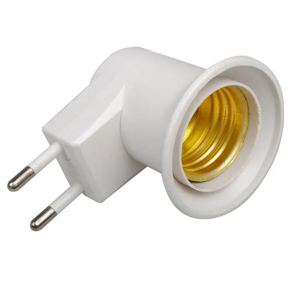 White plug-in E27 lamp holder with on/off switch for wall sockets