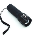 Black mini LED flashlight with telescopic head and tail push button switch, head diameter 3.1 cm