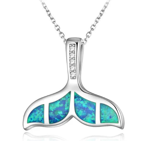 Silver filled blue opal sea turtle pendant necklace with vintage finish