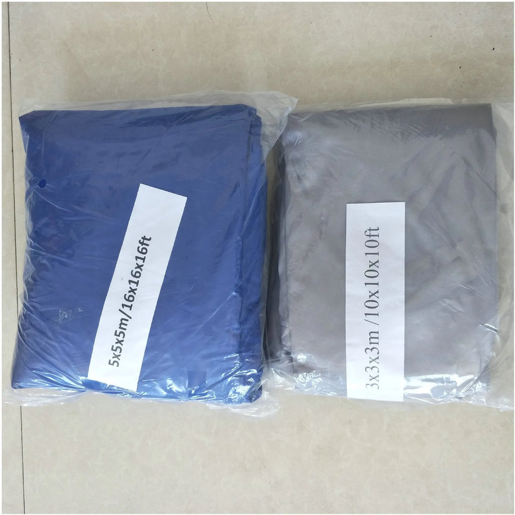 Blue curved square shade sail measuring 3x4 metres providing garden sun protection