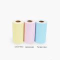 Three rolls of 57mm x 30m thermal printing paper in pink, yellow, and blue for student wrong question books