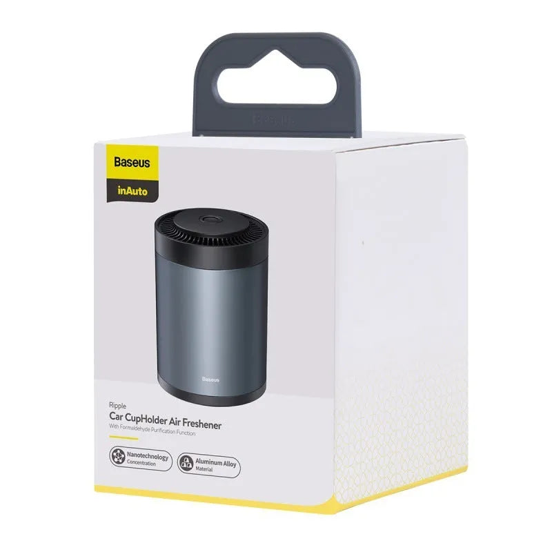 Car cup holder aromatherapy solid balm in aluminium alloy holder with Gulong ointment, black colour, cylinder shape