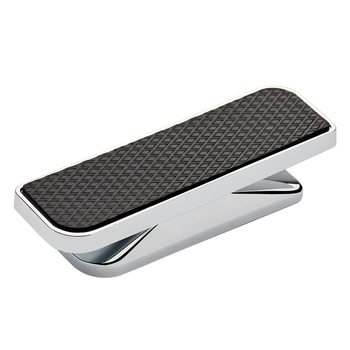 Aluminum alloy magnetic suction mobile phone holder in gun black on car dashboard