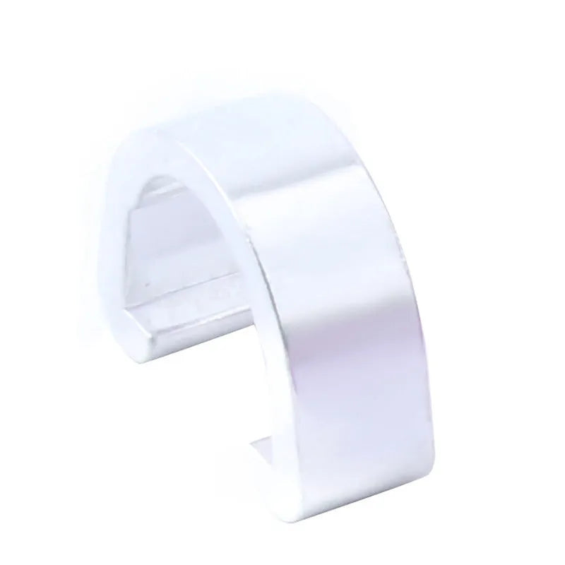 Ten aluminium alloy C-shaped buckles in assorted colours on a white background.