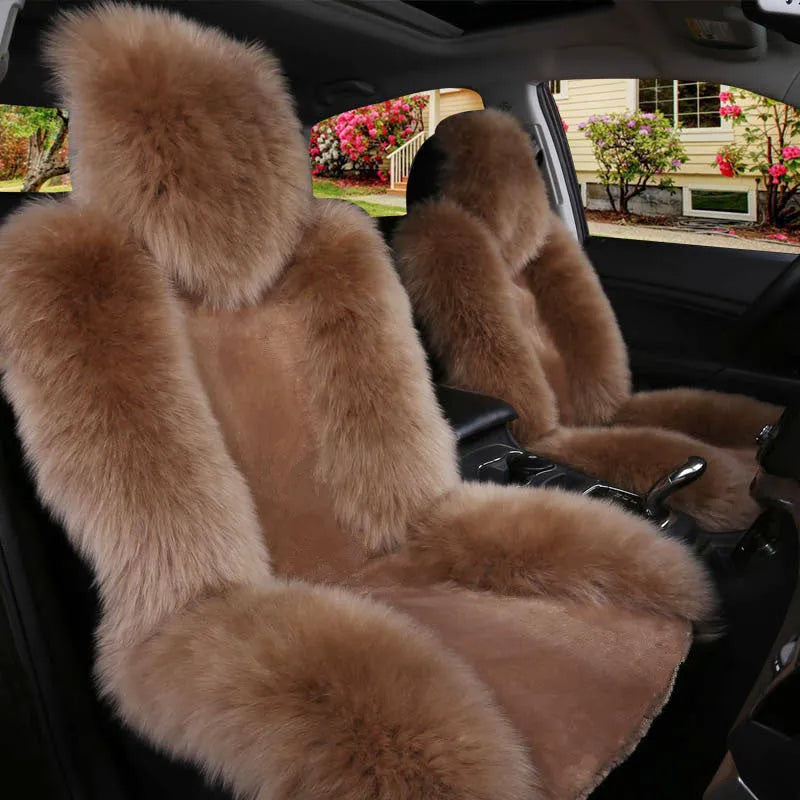 Winter car cushion single seat in bean paste colour with wool cashmere blend outer