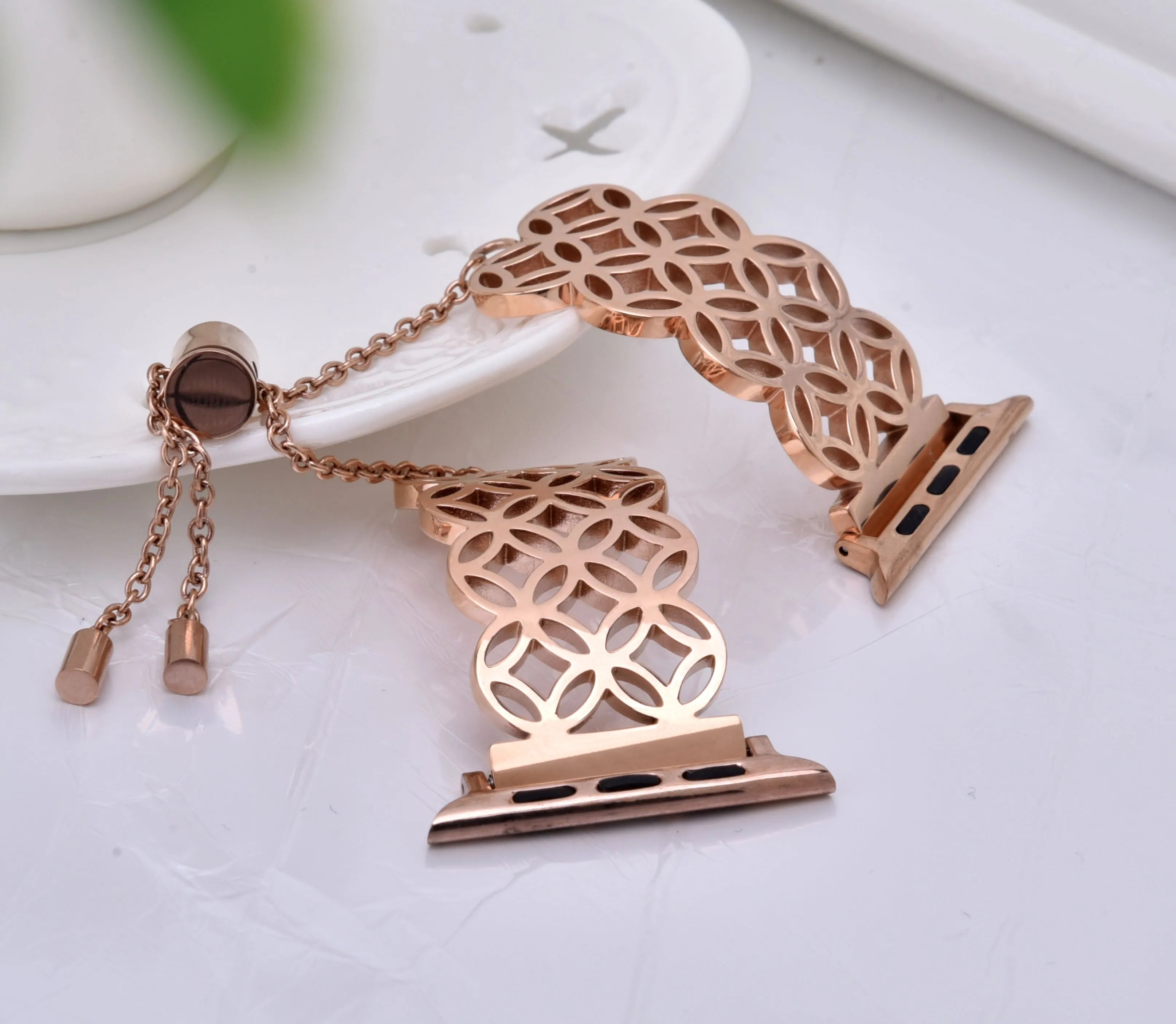 316L stainless steel butterfly flower watch strap for Apple Watch, silver colour, 42mm size