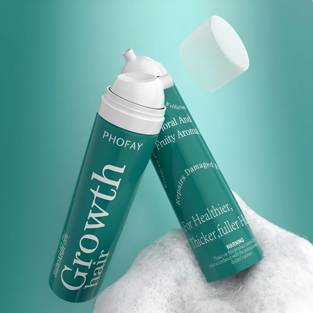 Minoxidil 5% anti-hair loss foam mousse bottle with scalp applicator for hair regrowth treatment
