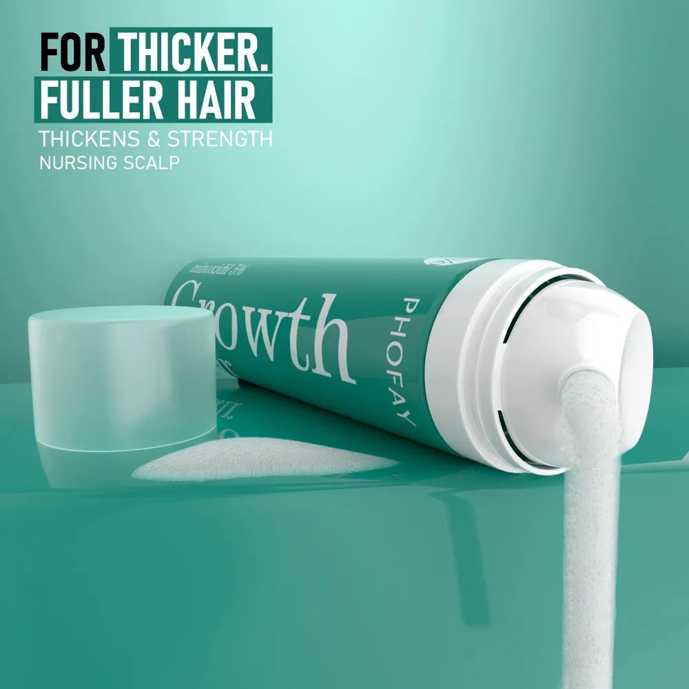 Minoxidil 5% anti-hair loss foam mousse bottle with scalp applicator for hair regrowth treatment