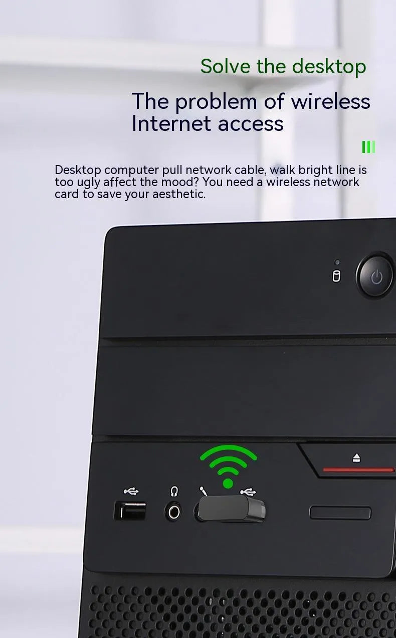 Black USB WiFi Bluetooth dual-band adapter with nickel-plated connector