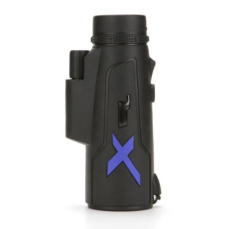 Black monocular telescope with 20x50mm optics and 12x magnification for outdoor observation