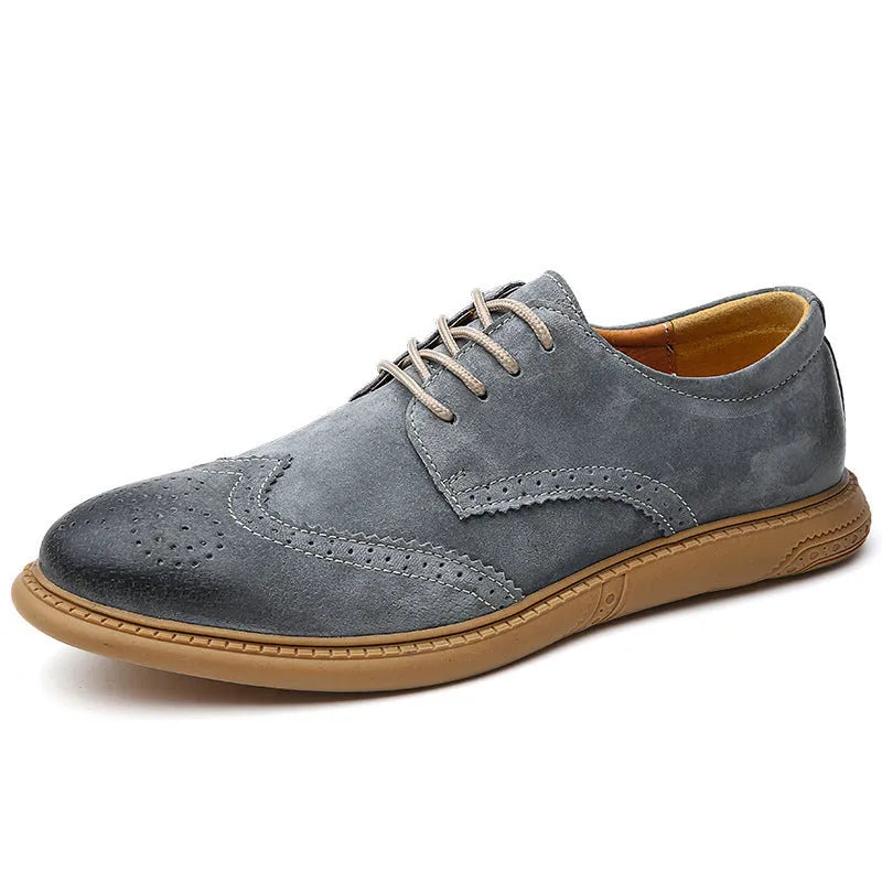 Men's black leather business shoes with lace-up design and rubber soles