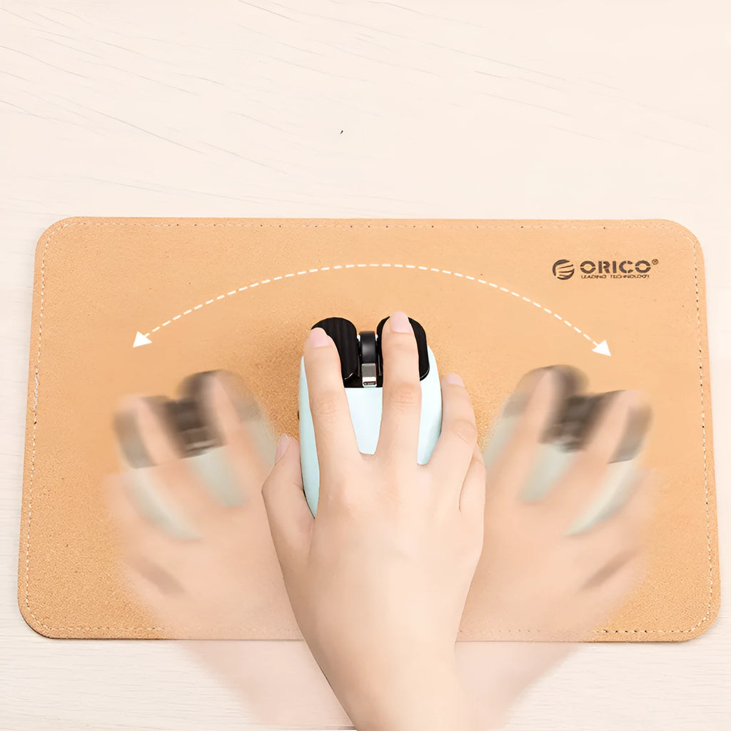 ORICO CMP-CF natural cork mouse pad with ground surface finish in brown cork colour on a desk