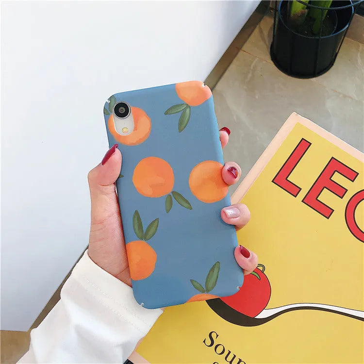 Orange retro plastic phone case with water and blue background for iPhone