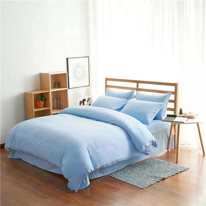 Four-piece polyester bedding set in a modern style for a 2m bed, shown in a choice of colours.