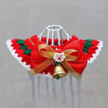 Knitted wool Christmas pet scarf clipped to dog collar in striped Santa pattern