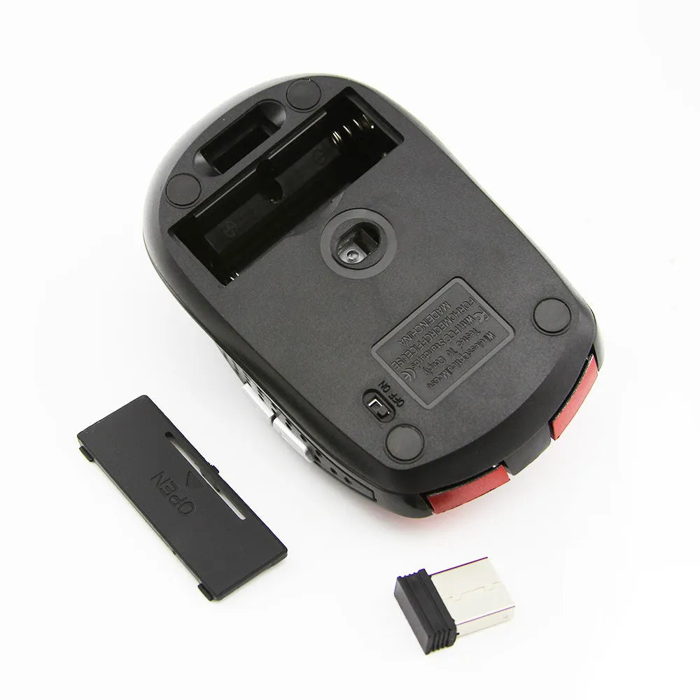 Wireless mouse 100x60x35mm in black, blue, gray, gules or silvery for office and computer use