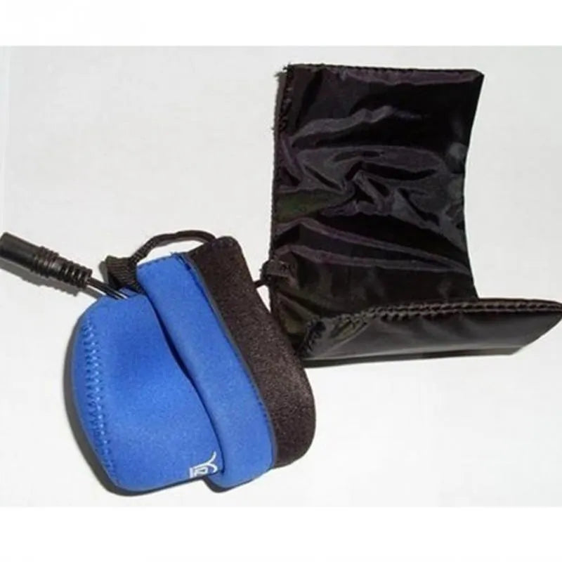 Blue portable baby bottle warmer with 12V car cigar lighter cable, carbon fibre heating, and detachable inner case