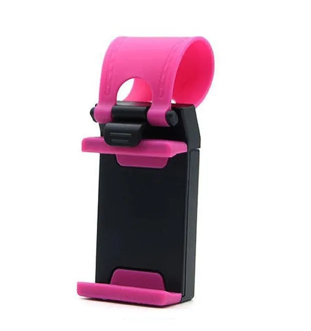 Black universal car steering wheel phone holder clip mount for smartphones