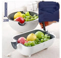 PP double drain basket bowl kitchen strainer with fine filter holes for washing fruits vegetables round 21-23cm
