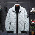 Men's short cotton-padded coat with stand collar, gray, black, bean green, sizes L-5XL