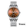 WLISTH women rose gold stainless steel dress watch with 25mm case, luminous hands, and week date display on a light background