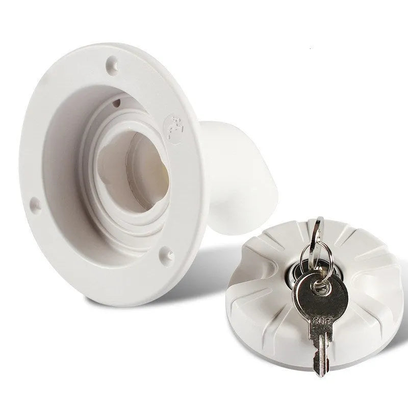 White RV gravity water filling port 80mm hole size 38mm inner diameter