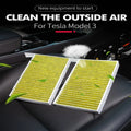 Tesla Model 3 cabin air filter with activated carbon and non-woven cloth media