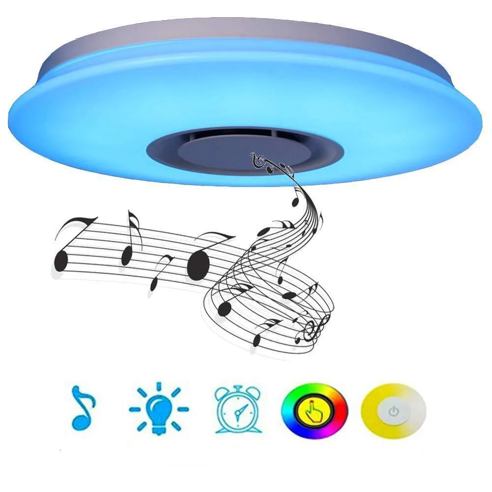 White 24W 40cm diameter Bluetooth music LED ceiling lamp with app and voice control