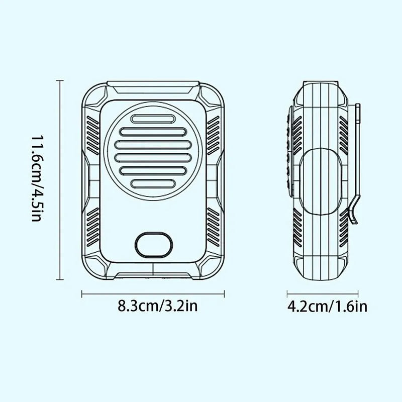 Green leafless waist hanging fan for outdoor sports with USB charging port