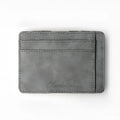 Korean style matte leather magic wallet showing horizontal square shape and sewing line detailing