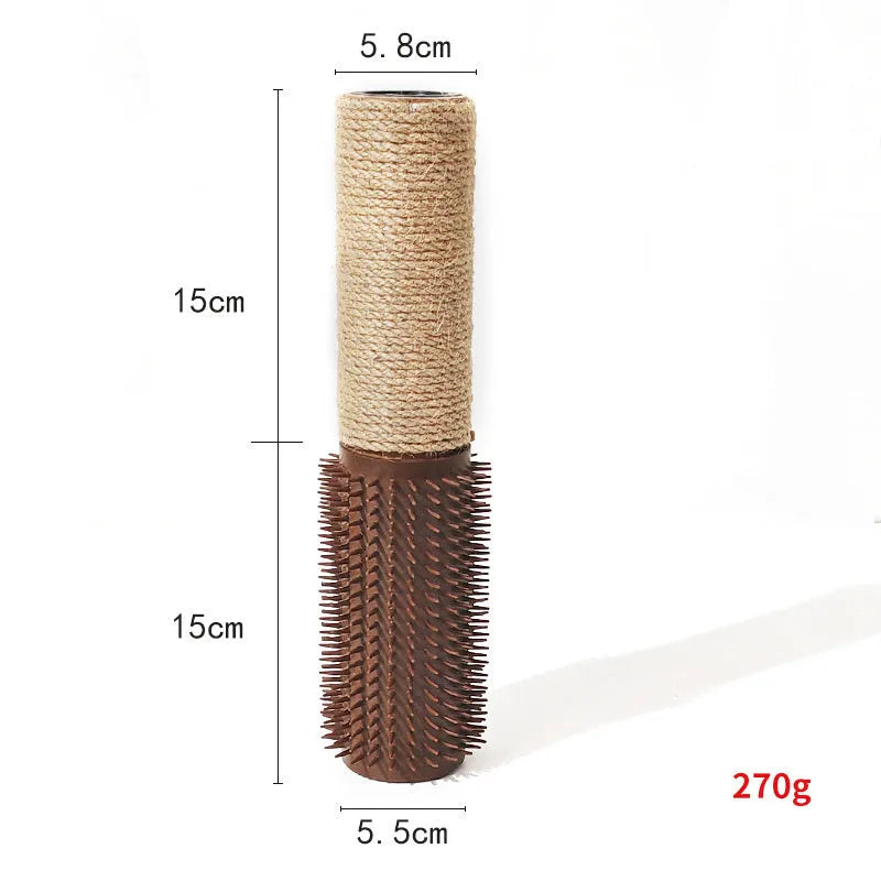 Brown sisal cat scratching post 30cm tall with wooden base for furniture protection