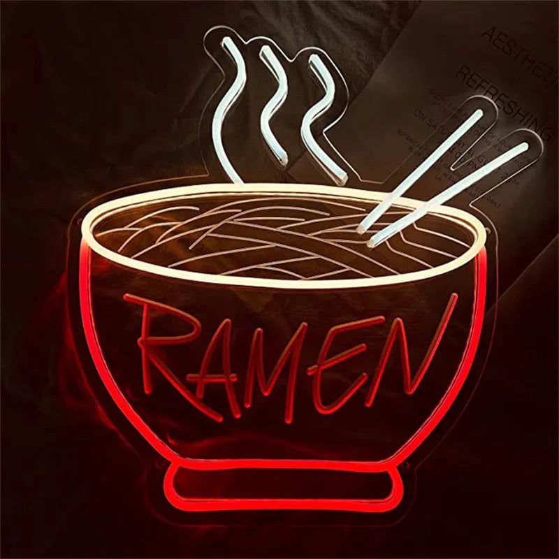 Creative noodle shaped red LED wall light with USB cable, acrylic shell, 40x38cm