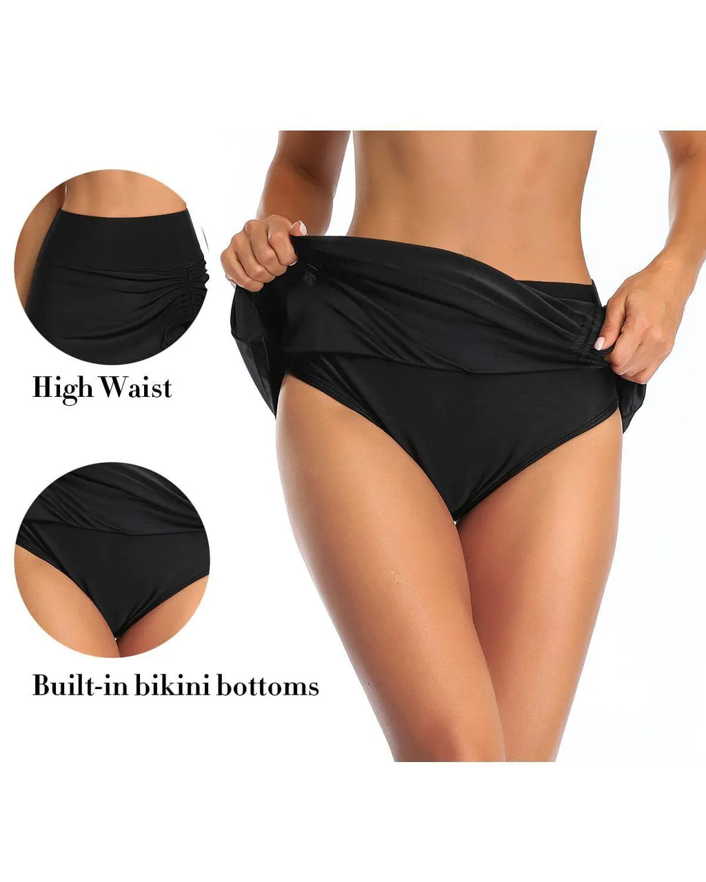 Women's solid colour brief-style swimming trunks in polyester, shown in grey.