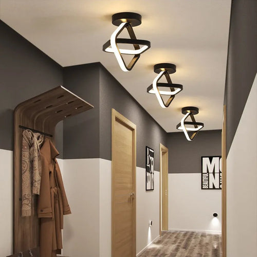Nordic aluminium ceiling light with remote control in black colour for corridor entrance hall
