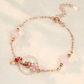 S925 sterling silver bracelet with Chinese flower design and white chalcedony crystal accents featuring koi fish motif