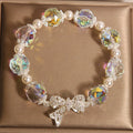 White crystal bracelet with Austrian white crystal diamond long bow and snowflake design for women