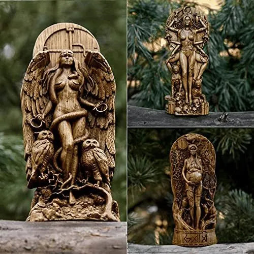 Detailed resin statue of a Greek goddess, 22cm tall, for altar or garden decoration.