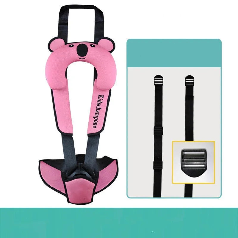 Portable child car seat belt retainer in polyester measuring 33x22x9.5cm for children 12-36kg