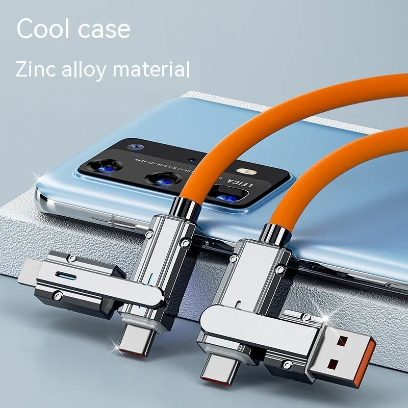 Fast charge mobile phone cable with zinc alloy connectors in multiple colour options