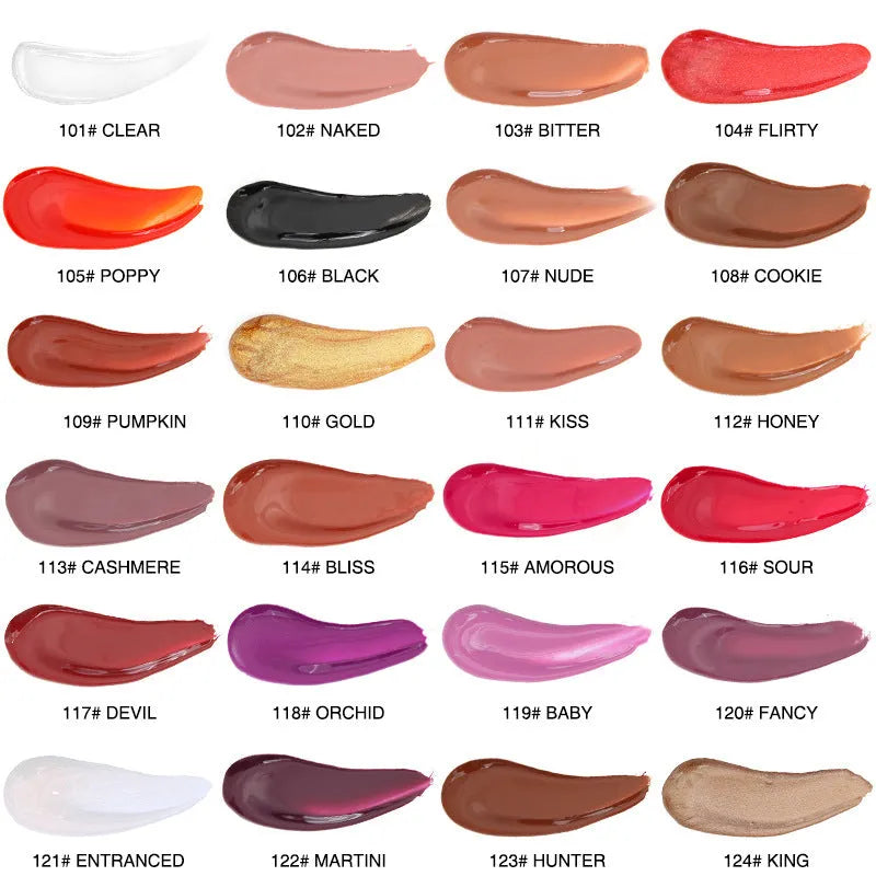 Solid jelly lipstick crystal lip glaze in 30g pot with water wave mirror finish, 24 shades available