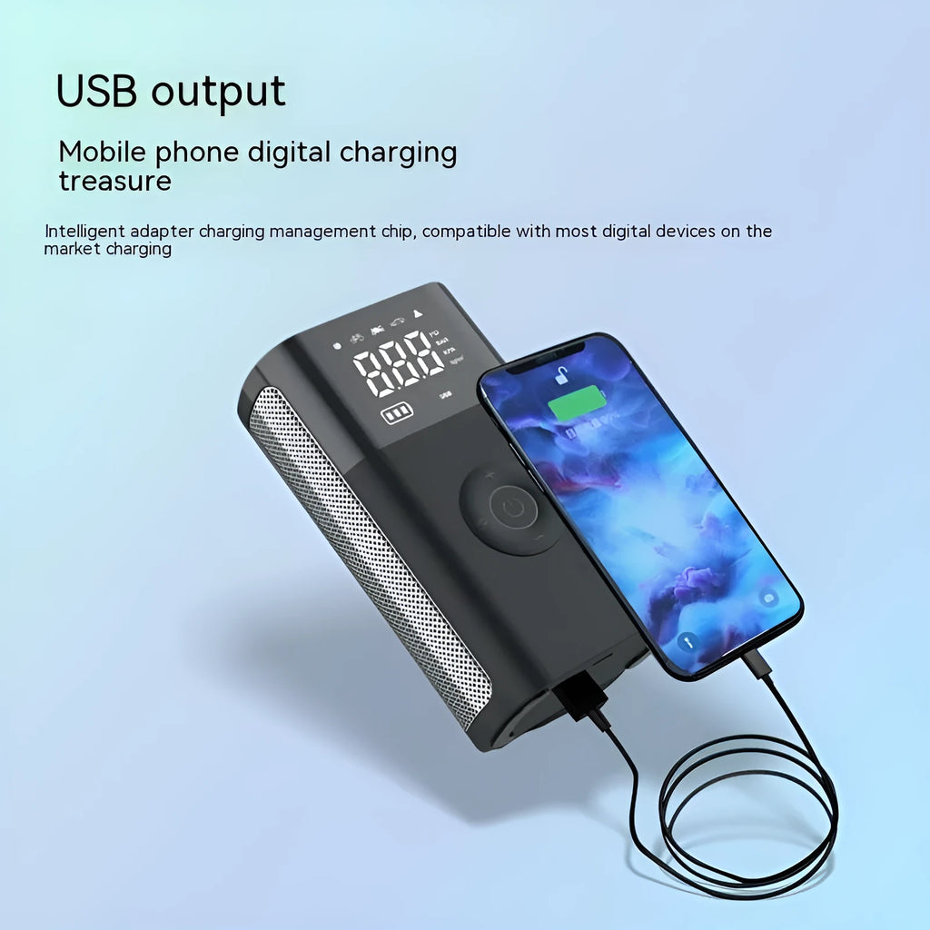 T2191-2 wireless digital handheld air pump with LCD display and multiple valve adapters