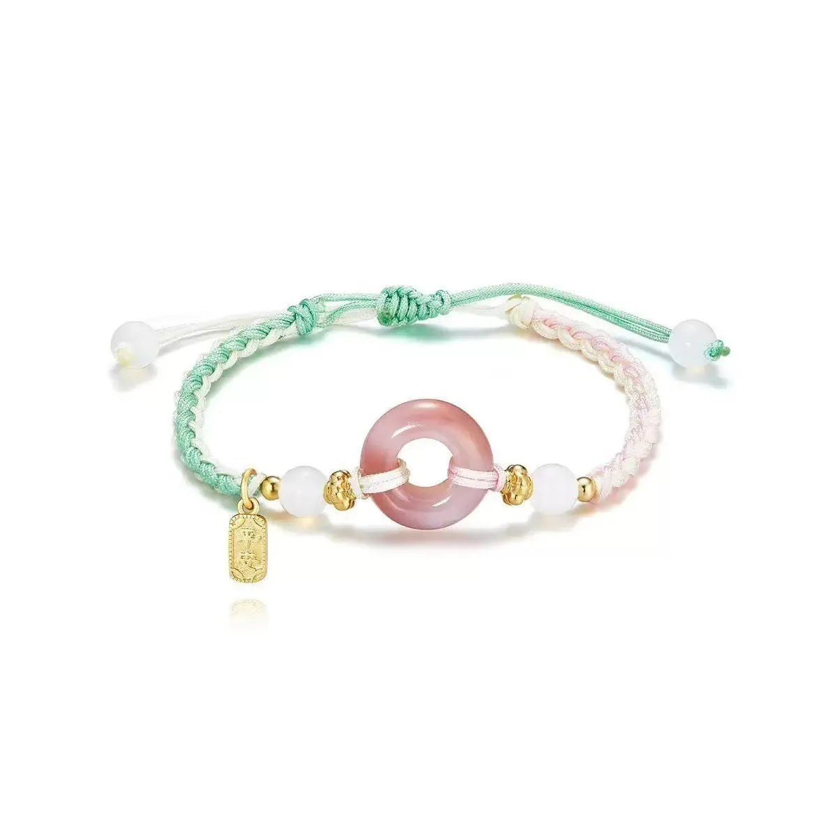 DIY woven watch band with national style minority design featuring peach blossom pattern in black, green and pink colour options