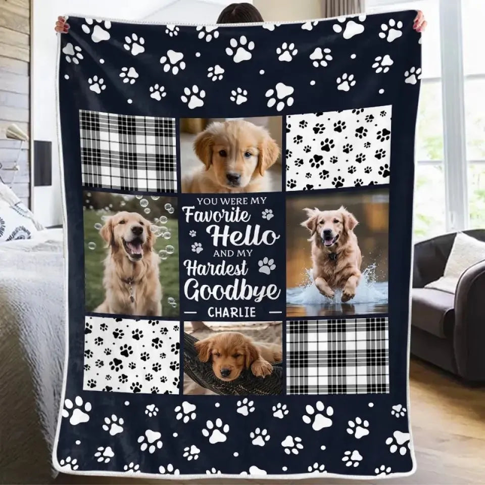 White flannel dog blanket laid flat showing soft texture, with size options for pet beds.