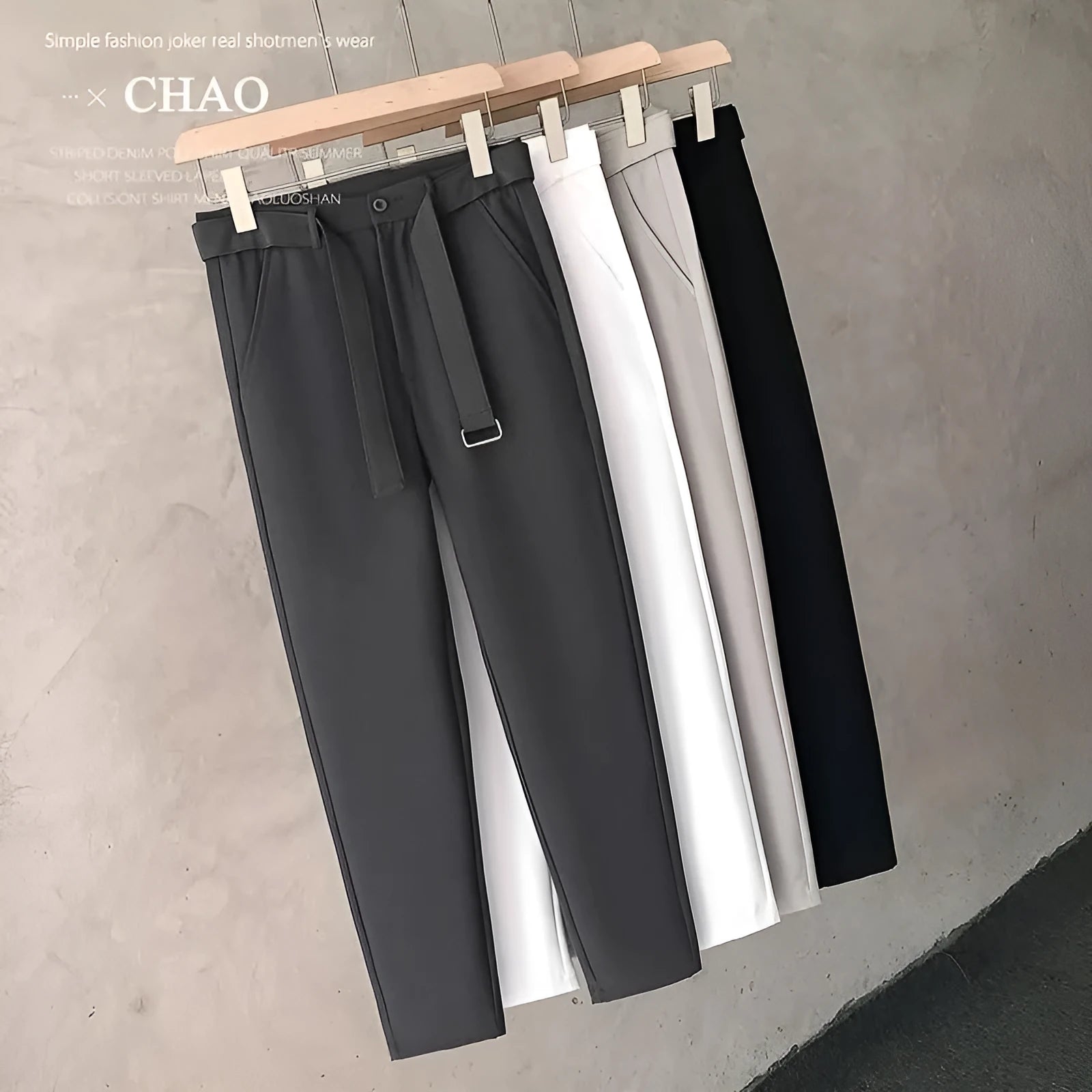 Boys slim straight wool trousers in tapered fit, shown in light grey colour.
