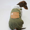 Green black and white striped four-legged pet pants for small dogs, polyester, sizes XS to XL