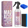 Tyre cleaner foam 120ml bottle with towel and sponge brush on car tyre