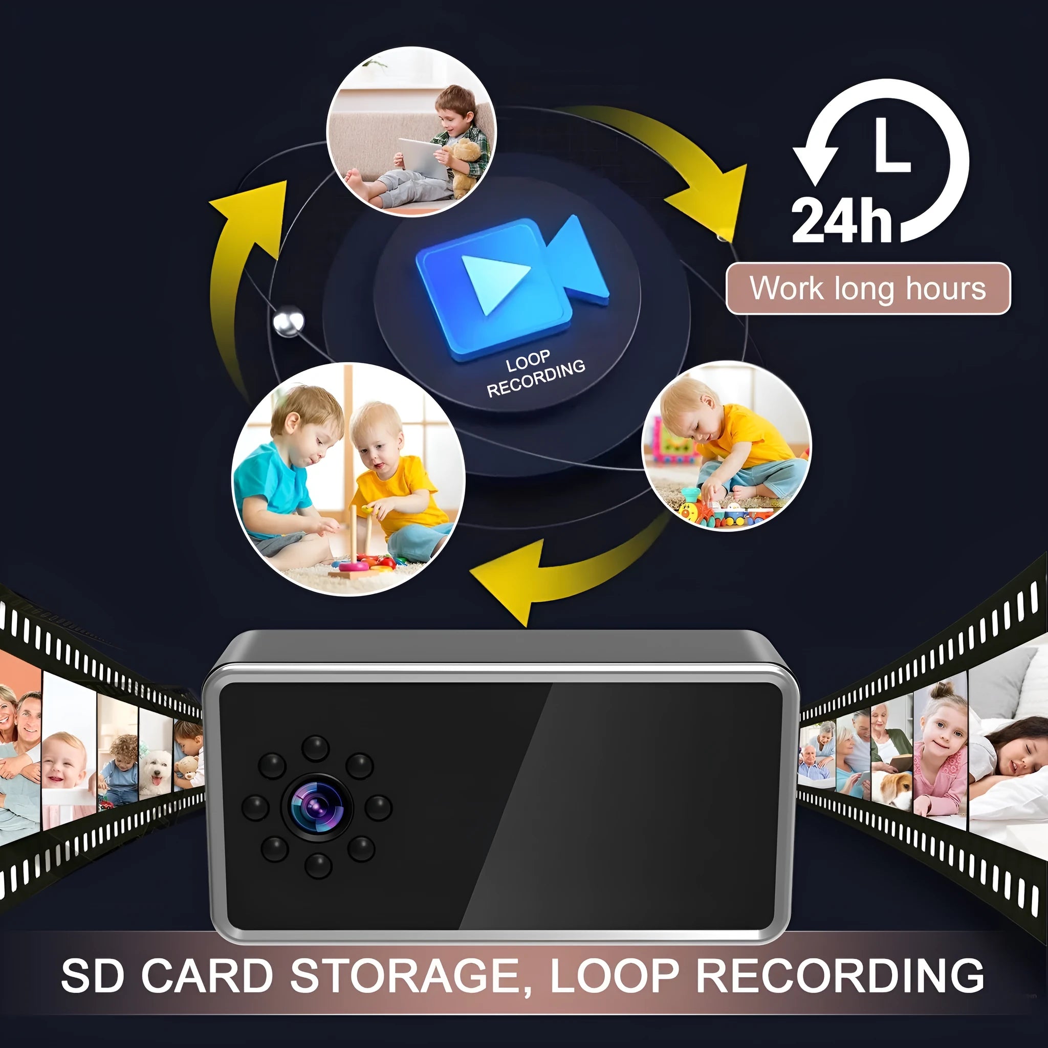 Wireless HD surveillance camera with compact design for home and business security monitoring