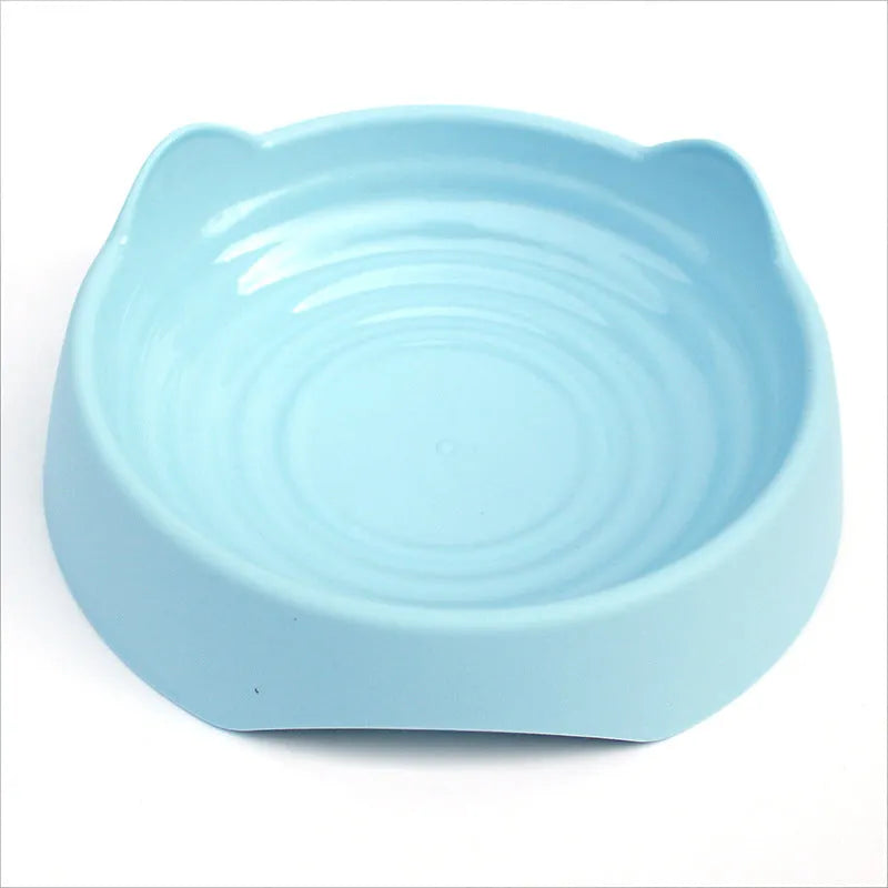 Blue ceramic dog slow feeder bowl with maze pattern for fast eaters
